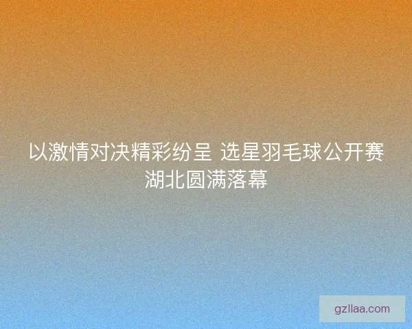 以激情对决精彩纷呈 选星羽毛球公开赛湖北圆满落幕